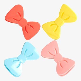 Bild av färgglada clips i form av stiliserade rosetter