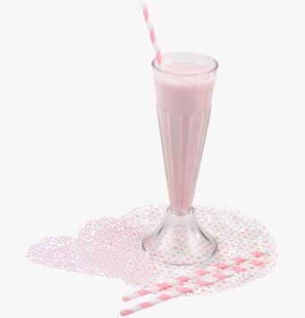 Bild av elegant uppsättning med rosa dryck och sugrör