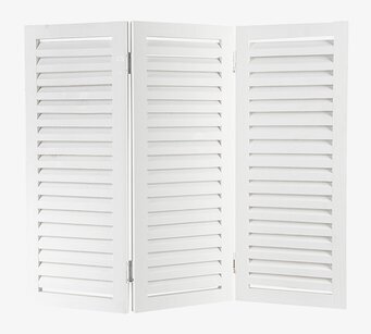 Bild av vit vikbar fönsterjalusi med lameller