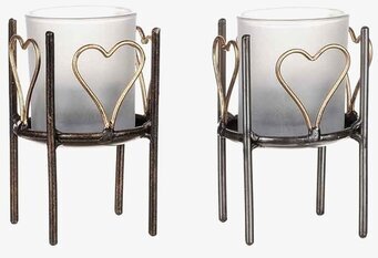 Bild av ljuslykta i smide med hjärtformad design