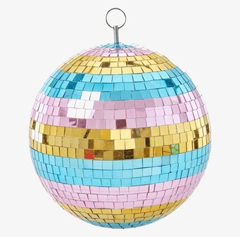 Bild av färgglad discoboll med spegelbitar
