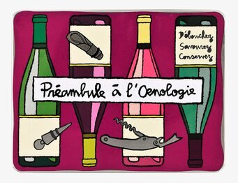 Bild av färgglad plåtburk med vinmotiv och fransk text