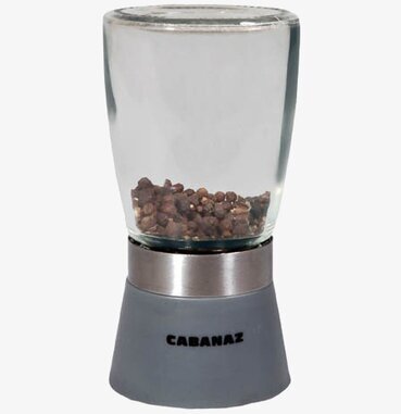 Salt och pepparkvarn stålgrå från Cabanaz på vit yta