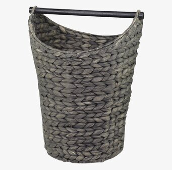 Foto av vävd toalettpappershållare i svart korgdesign