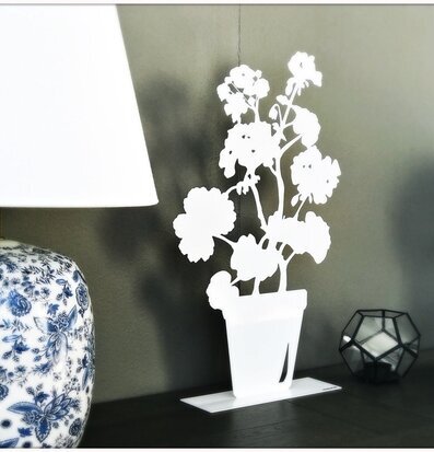 Bild av elegant inredning med vit pelargon i plåt