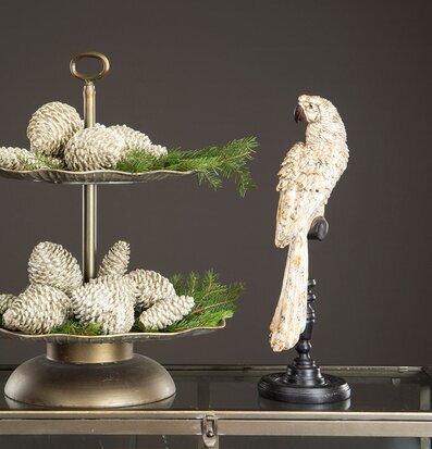 Bild av elegant heminredning med papegoja och fat