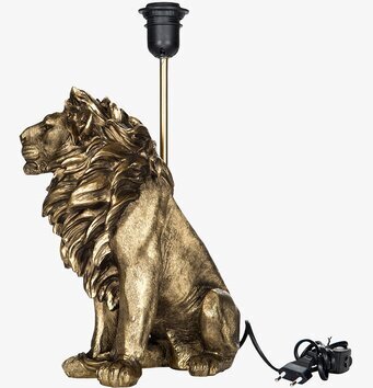 Bild av unik skrivbordslampa med lejon i mörkguld
