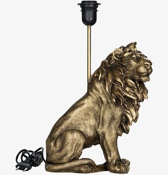 Bild av dekorativ bordslampa i mörkguldig lejonform