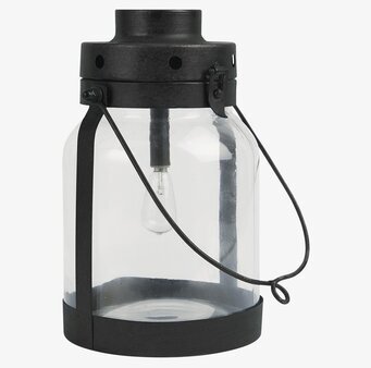 Bild av stilren svart metall lanterna med LED-lampa