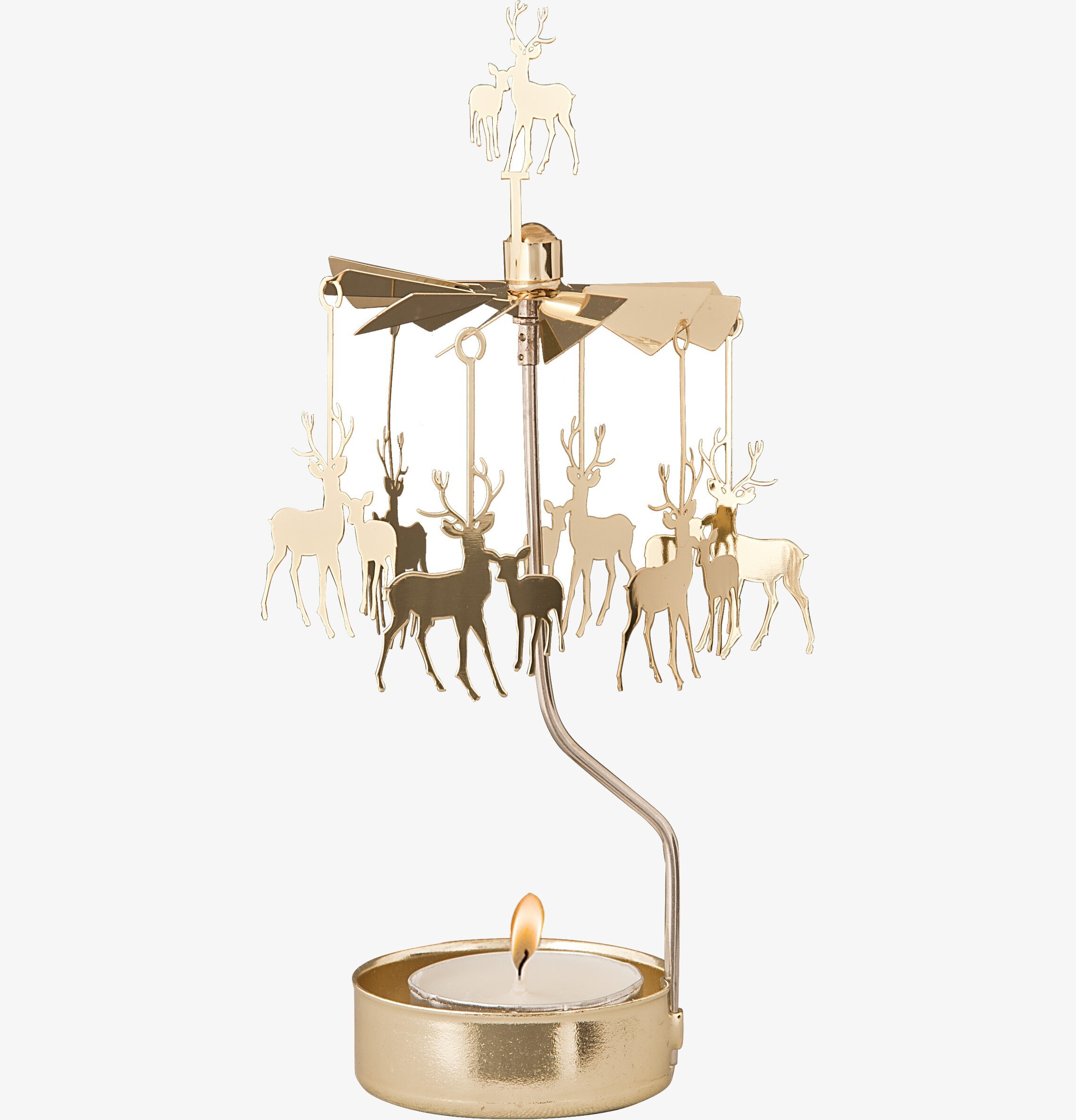 Bild av elegant änglaspel med hjortar och kid i guld