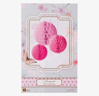 Bild av rosa honeycomb-bollar för festlig inredning