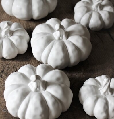 Bild av eleganta vita dekorationspumpor i keramik