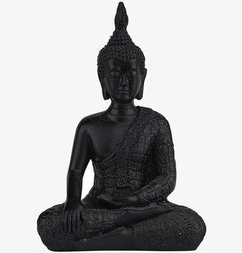 Bild av detaljrik sittande Buddha med lugnt uttryck