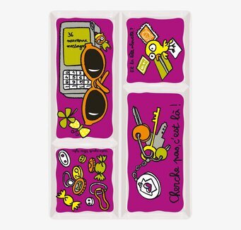 Bild av färgglatt keramikfat med unika fack och motiv