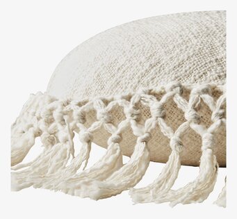 Bild av elegant kudde med textur och dekorativa fransar