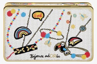 Bild av en färgglad och lekfull plåtburk för smycken