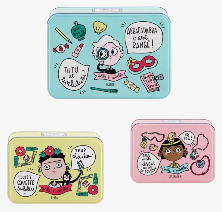 Bild av färgglada och lekfulla plåtburkar för hemmet