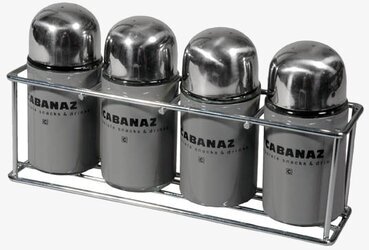 Bild av stilrent kryddställ i stålgrå nyans för köket