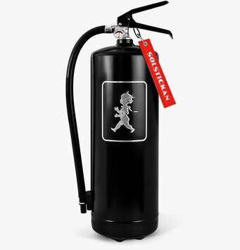 Bild av elegant svart brandsläckare med tryckmätare