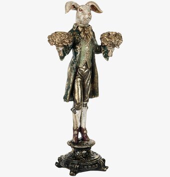 Bild av dekorativ kaninljusstake med antik känsla