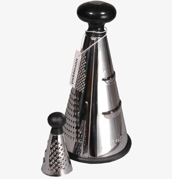 Bild av svart metalliskt rivjärn med tre rivityper