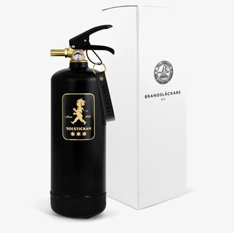Bild av elegant brandsläckare med mässingsdetaljer