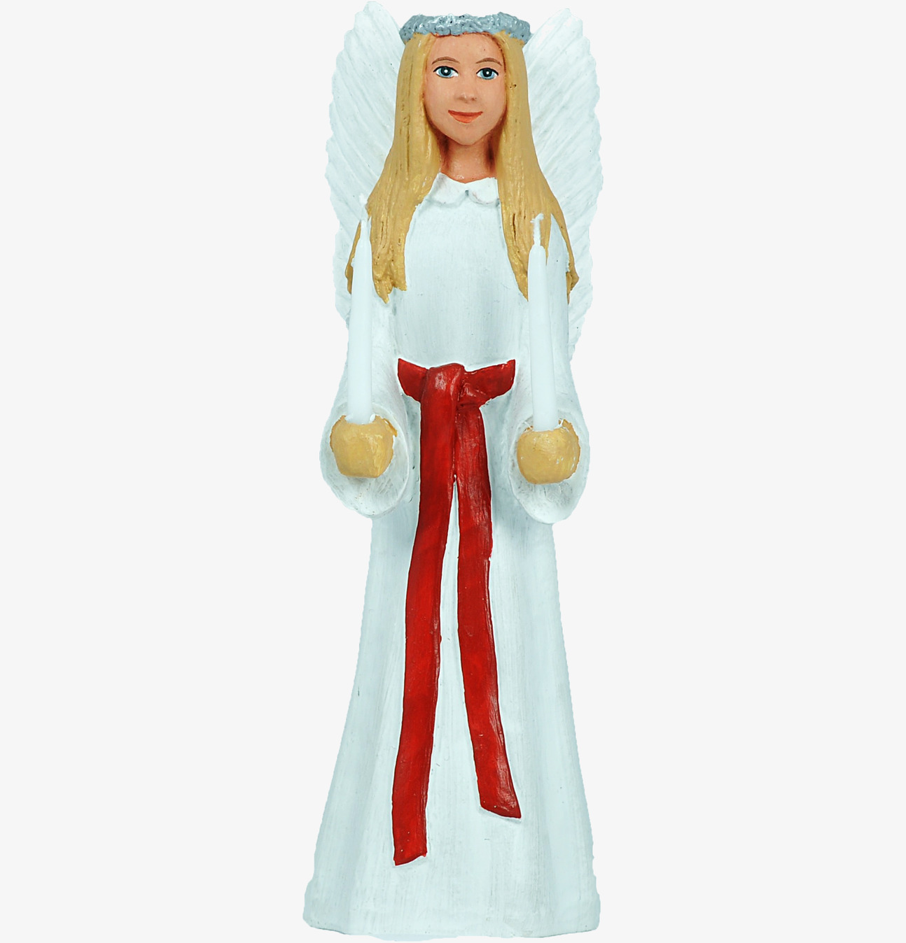 Ängel Elin från Sverigealmanackan, luciastatyett med ljus