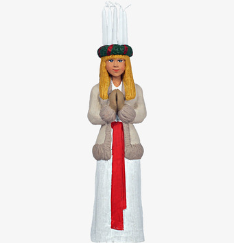 Foto av dekorativ Lucia-figur med traditionella detaljer