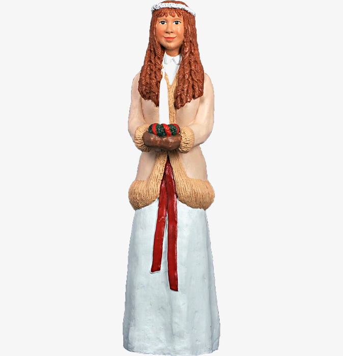 Stor Tärna Karin från Sverigealmanackan i Lucia-klädsel