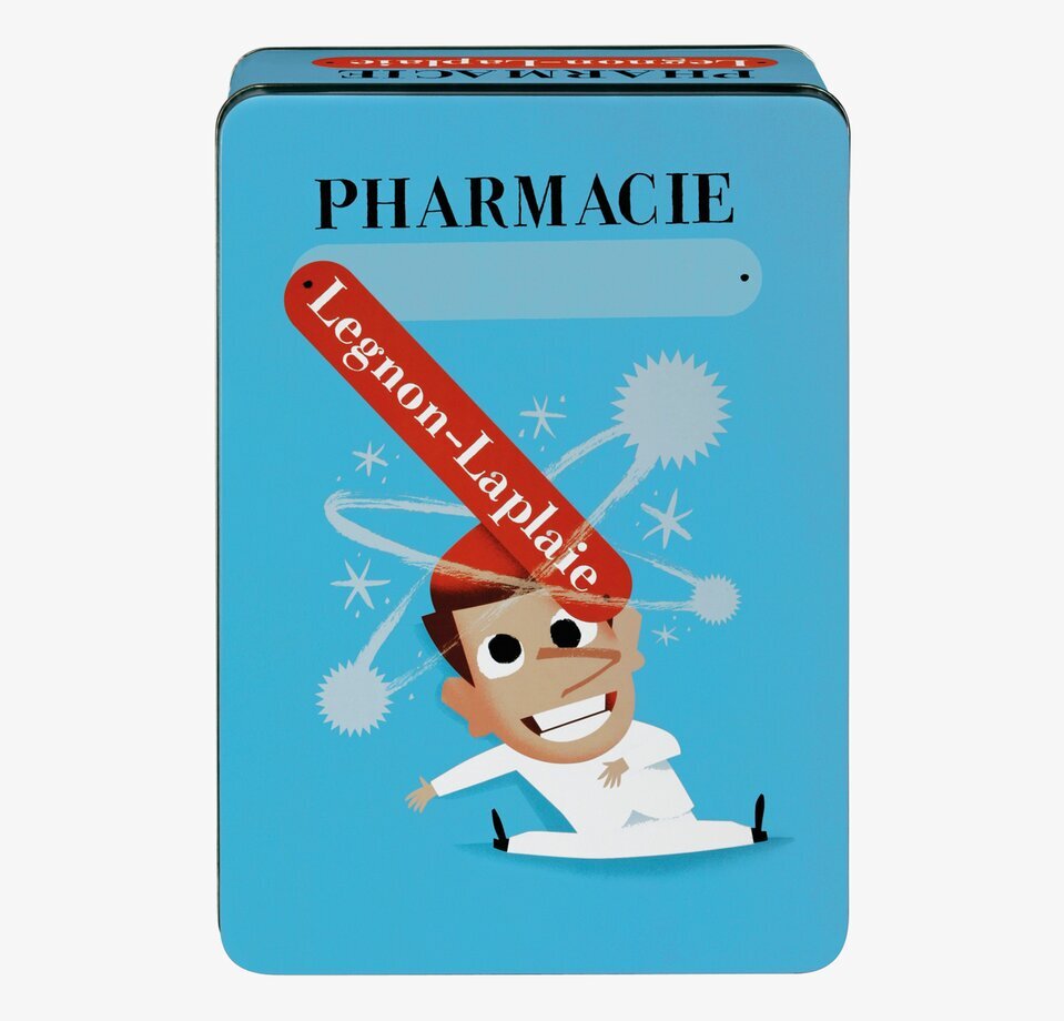 Bild av lekfull första hjälpen-burk i ljusblå design