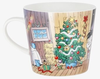 Bild av julmugg med Mulle i mysig ladugårdsmiljö