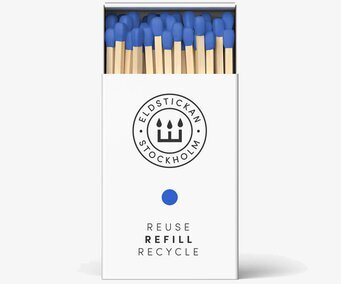 Foto av stilren tändsticksförpackning med hållbarhet