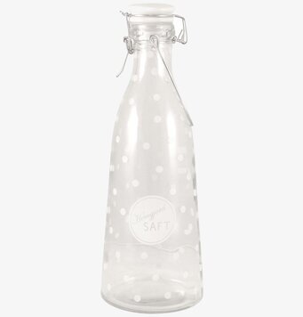 Bild av elegant glasflaska med vit kork och mönster