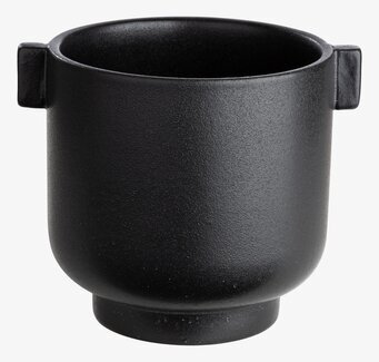 Bild av tidlös svart kruka med öron och matt finish