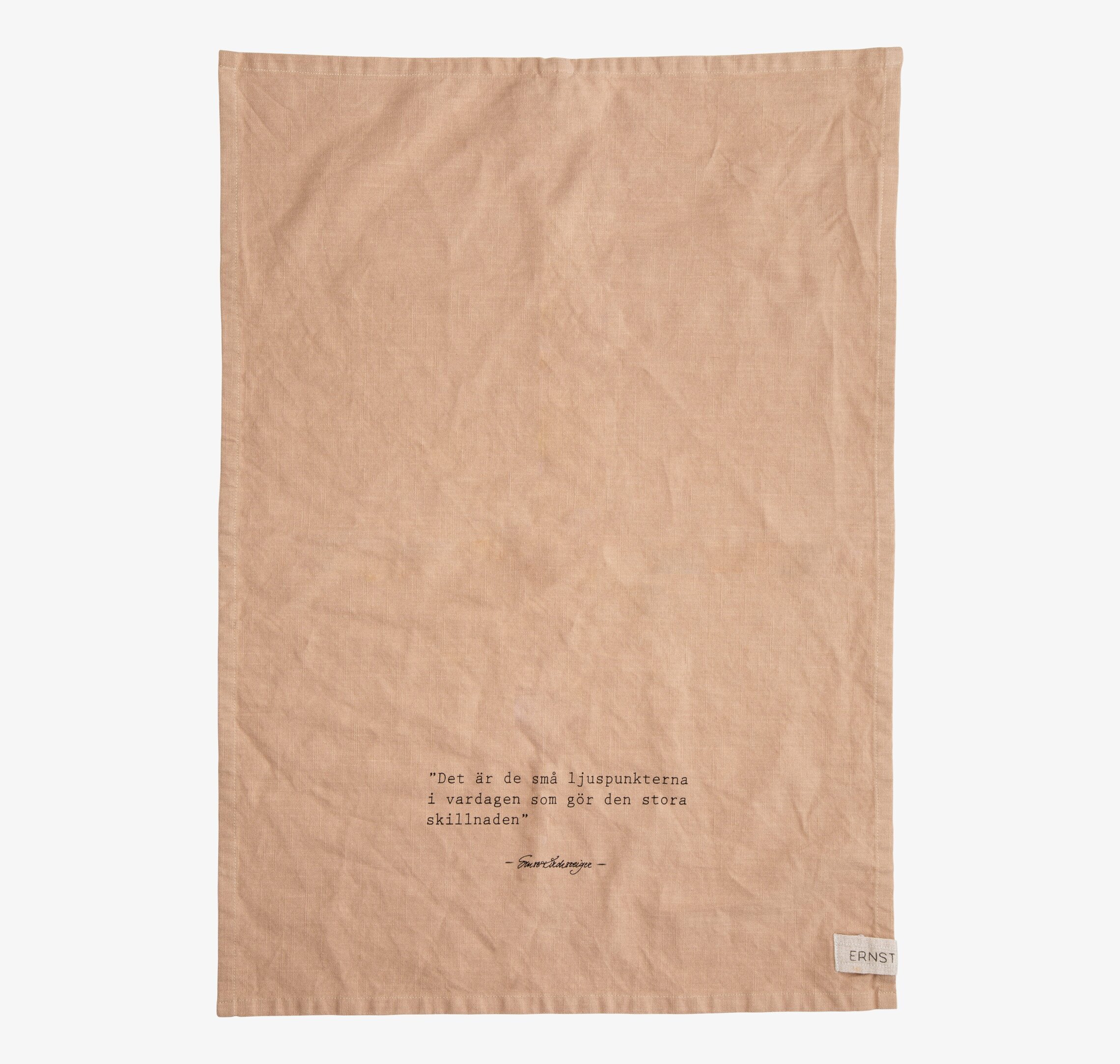 Bild av kökshandduk i linne och bomull med citat