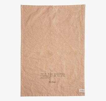 Bild av kökshandduk i linne och bomull med citat