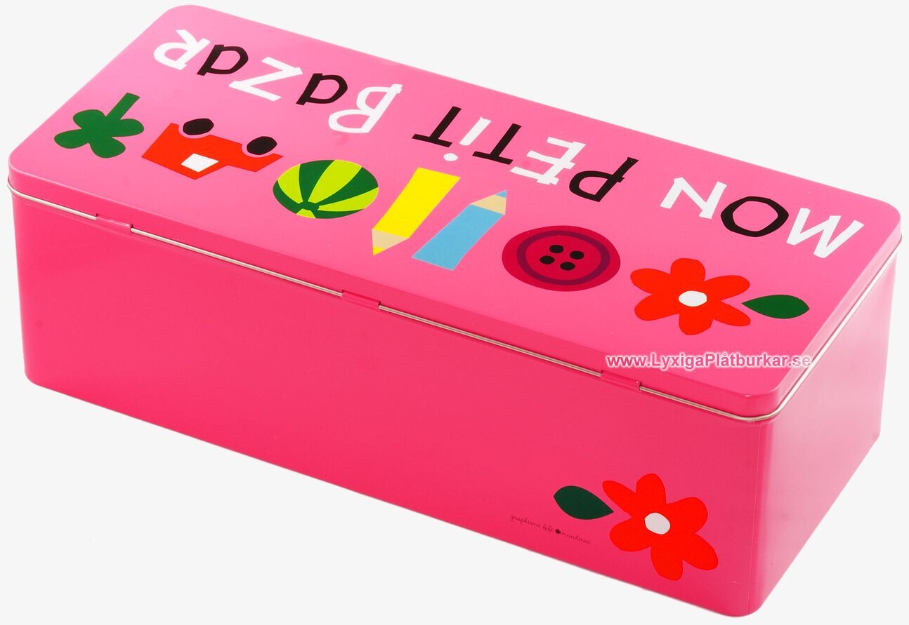 Plåtburk Alfabet rosa set från Derriére la porte, färgglad