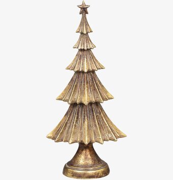 Bild av dekorativ julgran i antik guld med stjärna