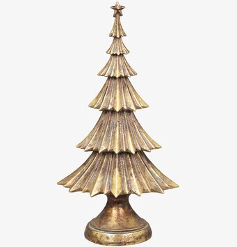 Foto av elegant julgran i antik guld med stjärna