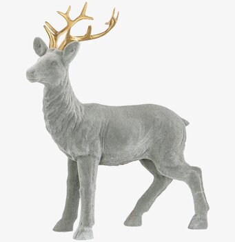Bild av skulptur: Hjort i grå sammet och gyllene horn