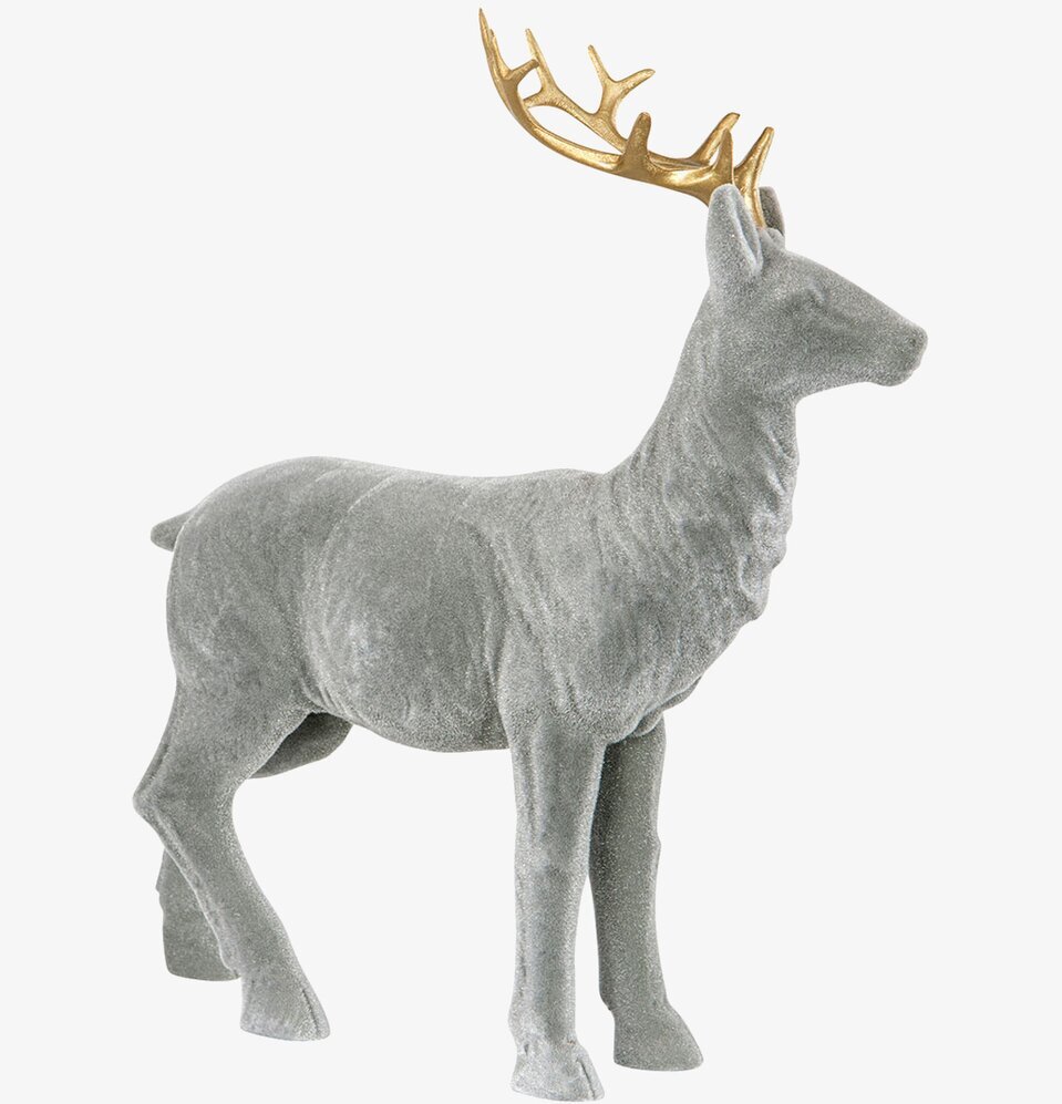 Foto av elegant hjortskulptur i grått och guld