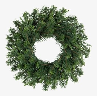 Foto av en vacker mörkgrön krans med naturlig känsla