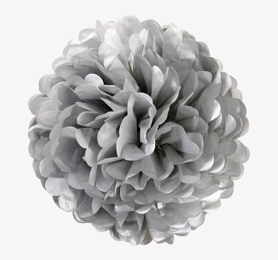 Bild av dekorativ silverpompom för eleganta tillställningar