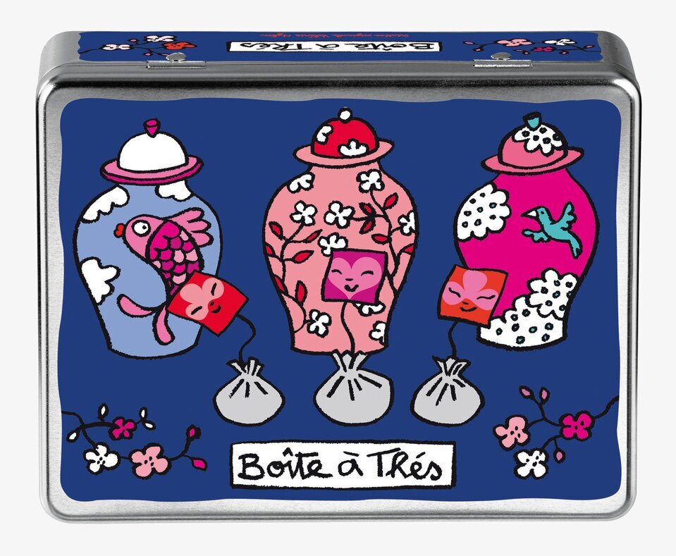 Bild av färgglad plåtlåda med asiatisk inspirerad design