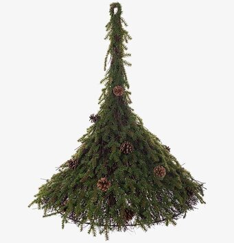 Bild av konformad dekoration med granris och kottar