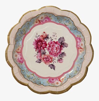 Bild av elegant pappersassiett med blommigt mönster