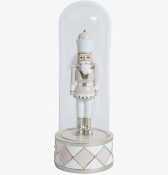 Foto av dekorativ nötknäppare i genomskinlig kupa