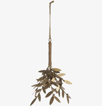 Foto av elegant gyllene misteldekoration i hemmet