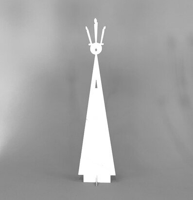 Bild av stiliserad och modern Lucia-figur i metall