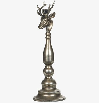 Bild av elegant ljusstake med hjorthuvud i antiksilver